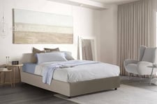 Talamo Italia - Lit double Martina, lit coffre avec revêtement en simili cuir, 100% Made in Italy, ouverture frontale, adapté pour matelas 120x200 cm, gris tourterelle