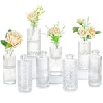 Vase en Verre Transparent à Grille de Diamant Hewory:8pcs Vase à Fleurs Vintage, vases à Bouteilles en Verre pour la décoration, Vase à bocaux pour Mariage, Centre de Table