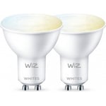 WiZ smartlampa, GU10, vita ljusnyanser, Wi-Fi, 2700-6500 K, 345 lm, 2-pack