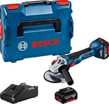 Bosch Professional 18V System GWS 18V-10 angle grinder (disc diameter 125 mm, incl. 2 x 4.0 Ah batteries + GAL 18V-40 charger, in L-BOXX 136)