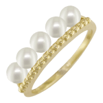 London Road 9ct Gold Pearl Bar Cocktail Ring, Gold, N