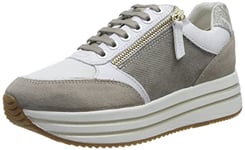 Geox Women's D Kency Sneaker, White Sand, 3 UK