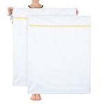 OTraki Mesh Laundry Bag Extra Large 2 Pack 35 x 43 inch Fine Net Delicates Wash Bag Zipped XXL Washing Bag for Washing Machine Wedding Dress Bedding Blanket Rug Sheet Quilt Curtain (Yellow)