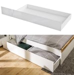 Underbed Storage Drawer for King Double Single Bed White Gloss w/ Wheels Holten