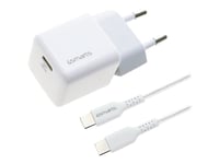 4Smarts Voltplug Mini - Strømadapter - Gan - 30 Watt - 3 A - Huawei Fast Charge, Pd 2.0, Pd 3.0, Qc 2.0, Qc 3.0, Afc, Bc 1.2, Apple 2.4A, Pd/Pps (24 Pin Usb-C) - På Kabel: Usb-C - Hvit