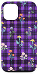 iPhone 13 Cute Purple Plaid Floral Checker Halloween Wildflowers Girly Case