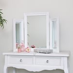 Ornate White Vintage Triple Dressing Table Mirror 55cm X 74cm