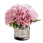 Billibobbi , Fleurs artificielles avec Vase, Fleurs de Pivoine artificielles dans Un Vase Gris, compositions Florales artificielles pour décoration d'intérieur, Lilas Clair, Petite Taille