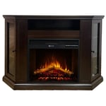 Divina Fire - Cheminée électrique d'angle au sol en bois Blanc L126 x P78 x H83 Madison Couleur: Noyer