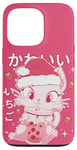 iPhone 13 Pro Kawaii Cat Strawberry Boba Milk Santa hat Cute Christmas Case