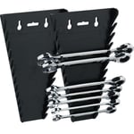 Relaxdays - Support pour clés plates, lot de 2, magnétique, 12 emplacements, porte-outils, clé fourche 6-24 mm, abs, noir