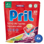 4x Pril Tabs Lave-Vaisselle 37 Pièces Tutto Au 1 Extra Made IN Italy