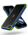 MobNano Coque Compatible avec iPhone SE 2020/2022 5G et iPhone 7/8 360 degrés Antichoc Pro Anti-Rayures Transparente PC/TPU Silicone Etui pour iPhone 7/8/SE2020/SE2022 - Bleu/Vert
