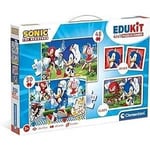 Clementoni - Edukit - Sonic - Coffret apprentissage 4 en 1 - 2 puzzles, 1 mémo, 1 jeu de 6 cubes - Fabriqué en Italie -Dés 4ans