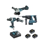 Makita - Ensemble de 3 machines BL1850B (DGA506 + DDF481 + DHR243) avec batterie DLX3092TJ