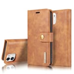 DG.MING 2-in-1 Magnet Wallet iPhone 12 Mini Brown