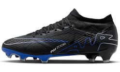 NIKE Men's Zoom Vapor 15 Academy Fg/Mg Football Boots, Black/Chrome-Hyper Royal, 13 UK