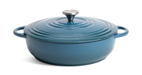 Ability Habitat 4 Litre Cast Iron Shallow Casserole Dish - Blue