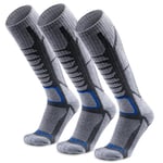 WEIERYA Chaussettes de Ski Homme - Chaussettes de Ski en Mérinos,Respirantes et Confortables,Idéales pour Ski,Snowboard et Sports d'Hiver,Gris（45-48） 2 Paires