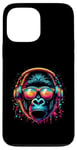 Coque pour iPhone 13 Pro Max Monkey DJ Disco Music Lover Gorilla Chimpanzee Casque audio