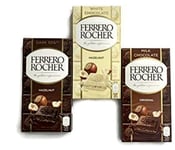 Ferrero Rocher Bar Variety Bundle Milk Chocolate & Hazelnut Dark Chocolate 3x90g