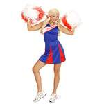 WIDMANN MILANO PARTY FASHION W, Costume de Cheerleader Adulte, Design Bleu-Rouge avec Inscription, Pompons Inclus, Taille L, Parfait pour Carnaval et événements Sportifs, 11000348