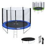 Pack Premium Trampoline 180cm réversible bleu / vert CAIRNS + filet, échelle, bâche et kit d'ancrage - Happy Garden