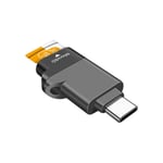 Type-C MicroSD-kortinlukija USB 3.0 Super Speed -tekniikalla, tukee MicroSDXC:tä ja MicroSD-korttia Windowsille, Mac OS X:lle ja Andriodille (harmaa)