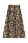 Printed Cotton Long Smock Skirt - Leopard