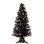 WeRChristmas 6 ft Black Pre-Lit Multi-Colour Fibre Optic Christmas Tree with 40 LED White Stars and Topper