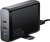 2Xusb-C 1Xusb-A 140W Essager Gan Network Charger (Black)