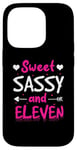 Coque pour iPhone 14 Pro Joyeux 11e anniversaire Sweet Sassy et Eleven Girls 11 ans