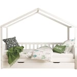 Lit cabane 90x200 cm avec tiroir en pin blanc - roody