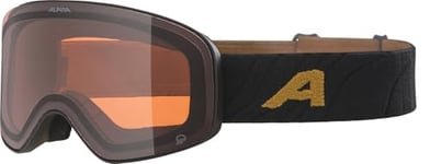 ALPINA LADIS Q Lunettes de ski OTG effet miroir, renforçant le contraste avec protection UV 100% pour adultes, noir-or mat, taille unique