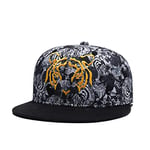 Quanhaigou Premium Floral Flower Hawaiian Cotton Adjustable Snapback Hats Men's Women's Hip-Hop Flat Bill Baseball Caps, Floral Tiger, One Size