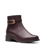 Clarks Women's Maye Grace Fashion Boot, Bordeaux Leather, 8