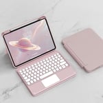 Coque Clavier Pour Ipad Air 11"" 2024 (M2), Clavier Ipad Air 5ème & 4ème Génération, Transparente Magnétique Vertical Cover & Azerty Clavier Bluetooth Sans Fil Avec Touchpad, Rose