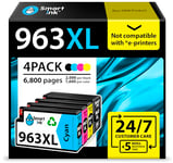 Smart Ink Compatible Ink Cartridge Replacement for HP 963XL 963 XL compatible with OfficeJet Pro 9010 9020 9025 9019 9012 9015 9022 9014 9016 OfficeJet 9012 4 Multipack (Black & C/M/Y)