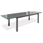 Table de jardin TOLEDE 200/300x100cm aluminium plateau verre + rallonge DCB Garden