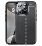 Apple iPhone 16 Pro Max      Leather Texture Case    [Black]