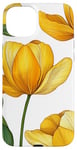 Coque pour iPhone 15 Plus Tulipes jaune vif avec des feuilles vertes audacieuses