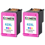 COMETE- 62XL - 2 Cartouches d'encre compatibles avec HP 62XL - Couleur - Marque française