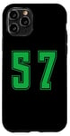 Coque pour iPhone 11 Pro Vert Numéro 57 Équipe Junior Sports Uniforme Numéroté