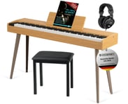 Set 88 Touches Clavier Piano Numerique Electrique avec Pedales et USB Midi Bois