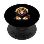 Couronne animale roi lion pour les amateurs de lions et les fans de lions PopSockets PopGrip Adhésif