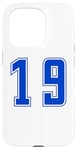 Coque pour iPhone 15 Pro Bleu Numéro 19 Équipe Junior Sports Uniforme Numéroté