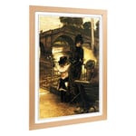 Big Box Art Framed Print of James Tissot by The Thames at Richmond Design | Wall Art Picture | Home Decor for Kitchen, Living Room, Bedroom, Hallway, Oak, A2 / 24.5x18 Inch / 62x45cm