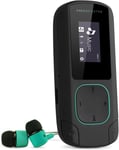 MP3 Clip Bluetooth (lecteur MP3 avec écran, Bluetooth, 8 Go, clip de fixation, radio FM et lecteur de cartes microSD) Vert Mint