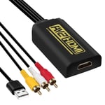 AV to HDMI Converter,RCA to HDMI Adapter Cable With HDMI Cable,3RCA to HDMI Cable 1.2M/4ft CVBS Audio Video to HDMI 1080P Support PAL,NTSC (GOLD-BLACK)
