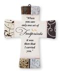 Footprints in the Sand 14cm High Glazed Porcelain Ceramic Cricifix Cross 12808